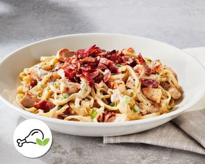 LINGUINE CARBONARA WITH CHICKEN